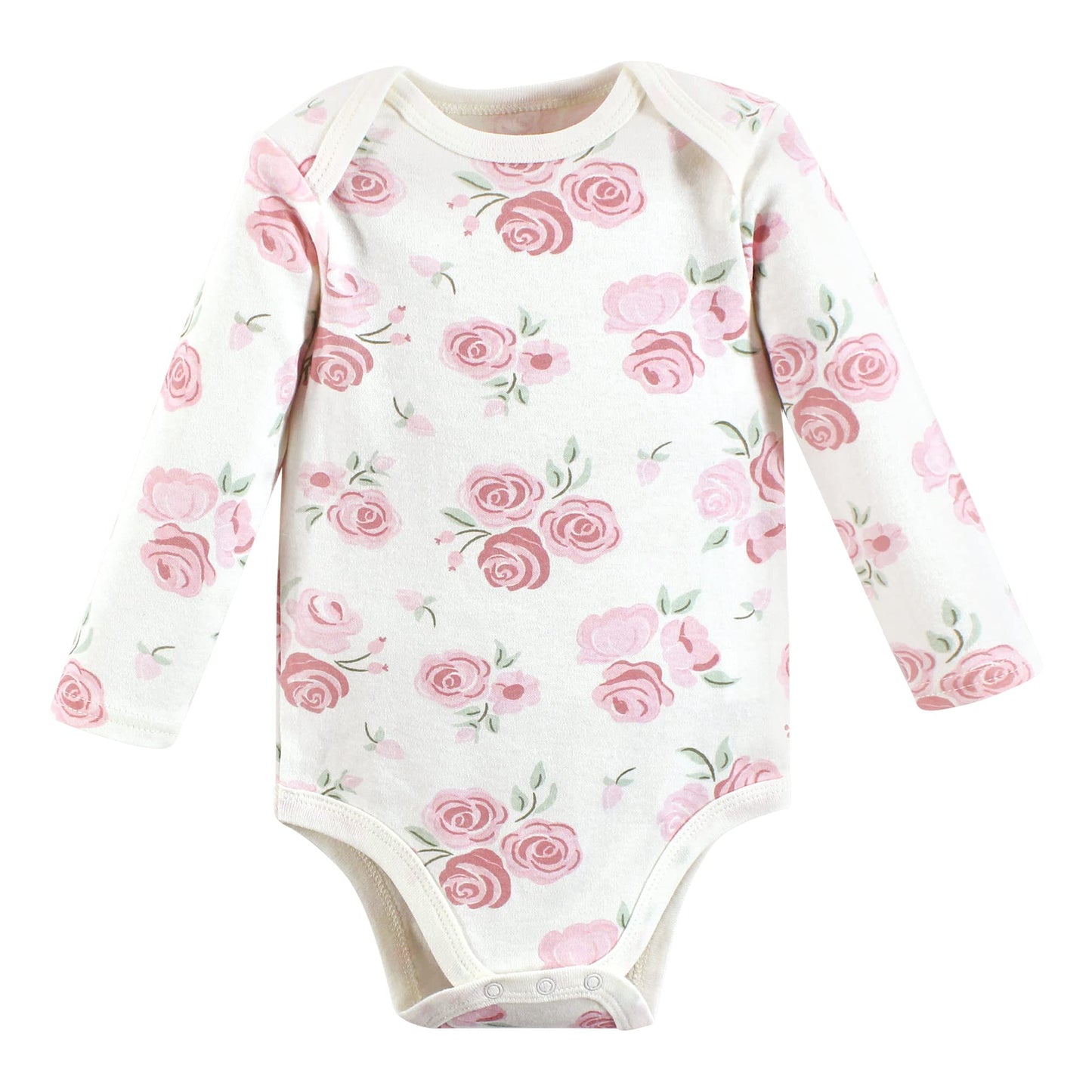 Hudson Baby Unisex Baby Cotton Long-Sleeve Bodysuits, Mom Dad Floral, 9-12 Months