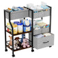 Novvia Baby Diaper Caddy Organizer and Storage, 3 Tier Rolling Cart with Dividers and Drawers, Mobile Utility Cart with Wheels f