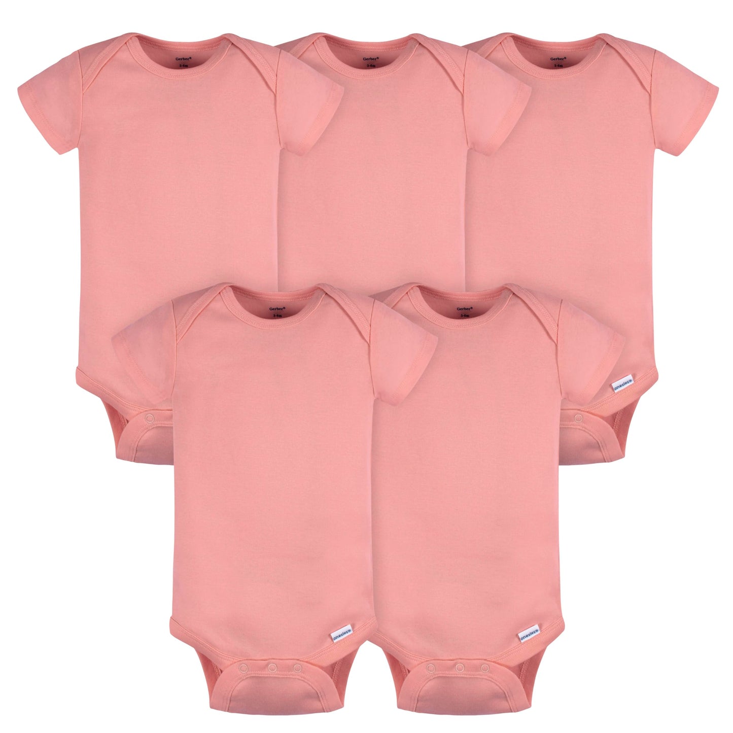 Gerber Baby Neutral 5 Pack Onesies Multi-Packs Bundle Interlock 180 Gsm, Mauve Pink, 6-9M