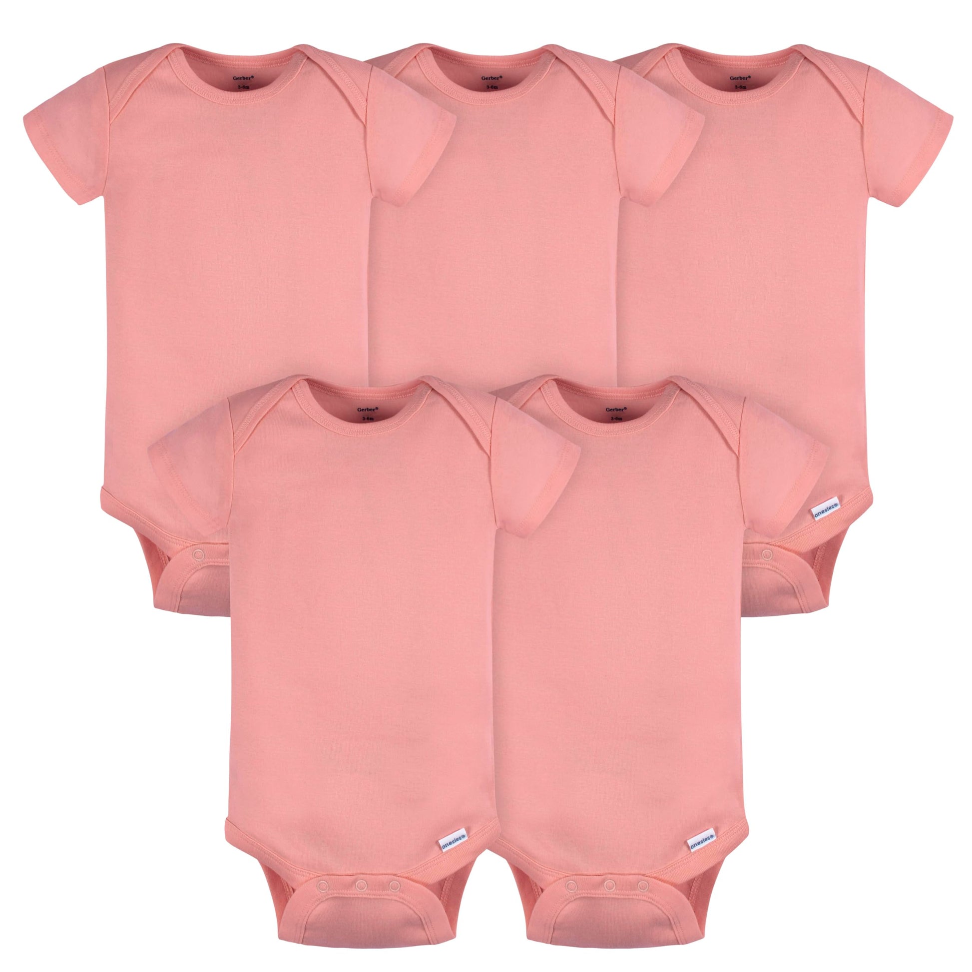 Gerber Baby Neutral 5 Pack Onesies Multi-Packs Bundle Interlock 180 Gsm, Mauve Pink, 3-6M