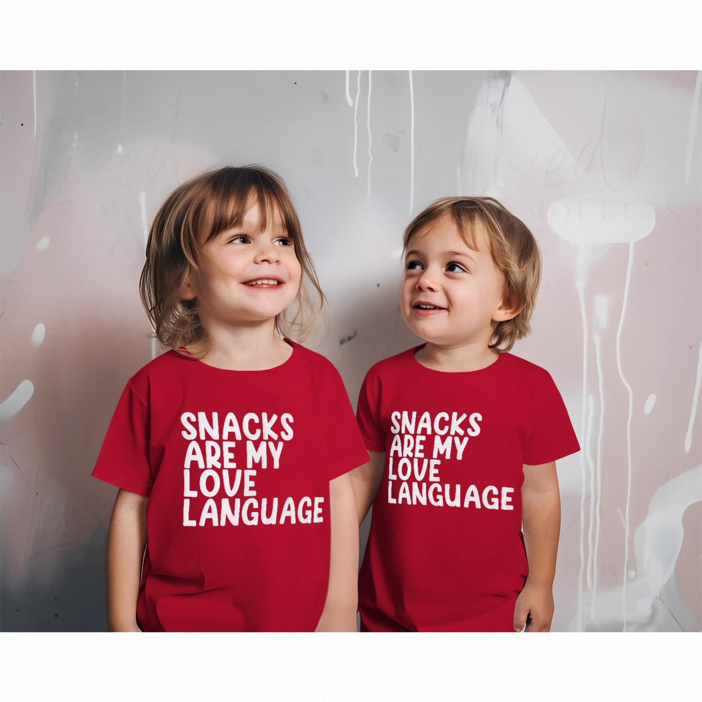 Gliglittr Toddler Girl Boy Valentines Day Shirt Snacks Are My Love Language Funny Cute Letter Kids T-Shirts Graphic Outfit(Red,1
