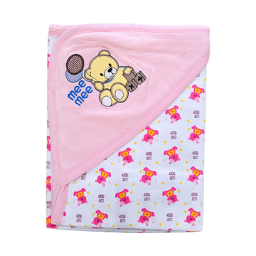 Mee Mee 100% Soft Cotton Hooded Baby Wrapper Cum Warmer, Blanket with Hood for New Born Baby 0 to 6 Months (HoodPink)