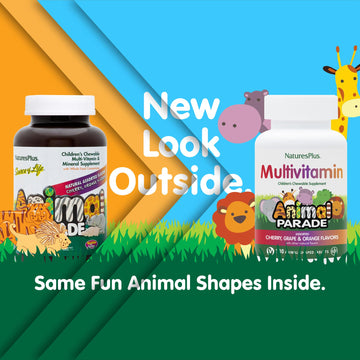 Natures Plus Animal Parade Children'S Chewable Multivitamin - 180 Animal-Shaped Tablets, Pack Of 2 - Natural Assorted Flavors -