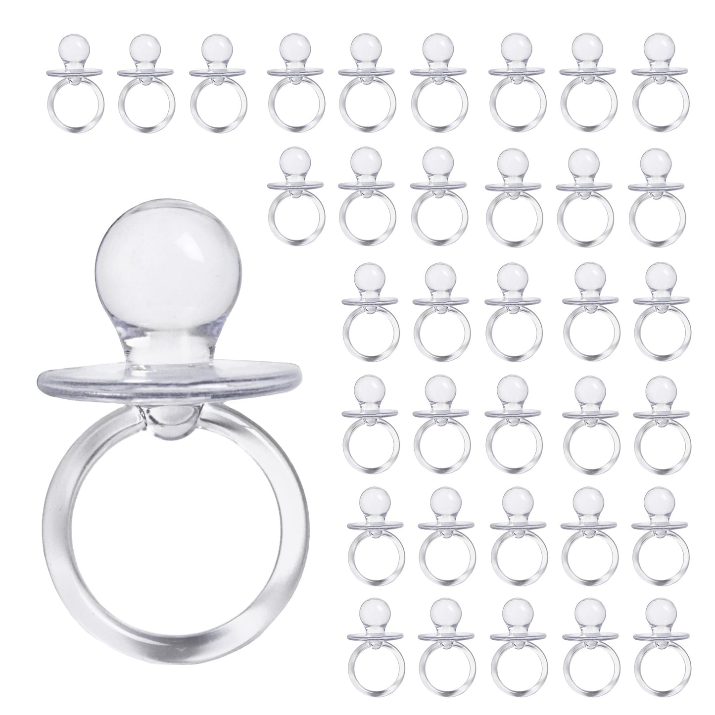Baby Pacifier 2.5' Baby Shower Favors Decoration (Clear, 36 Count)
