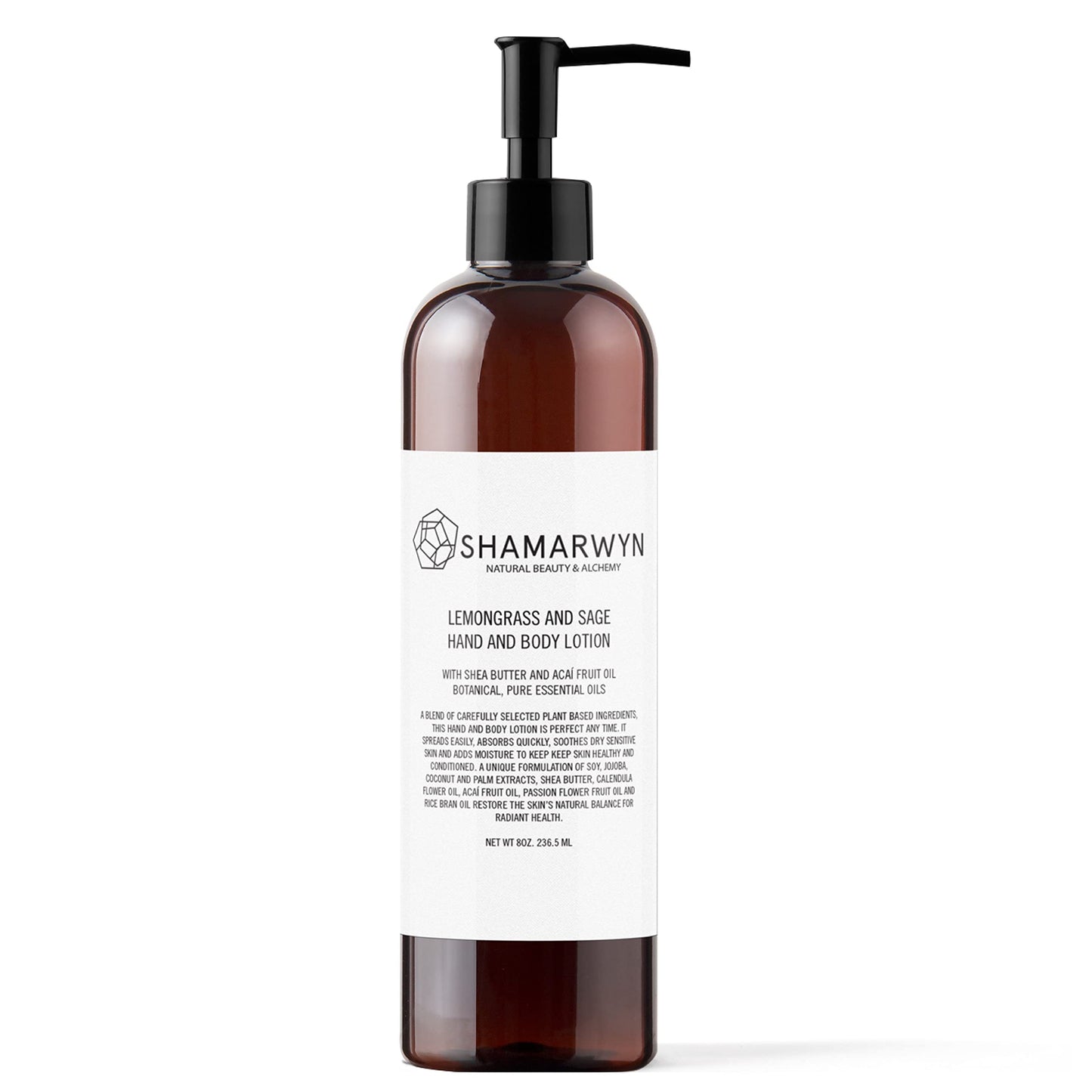 Lemongrass & Sage Hand & Body Lotion for Dry Skin - Infused with Natural-Organic Shea Butter & Acai Fruit Oil (8oz)