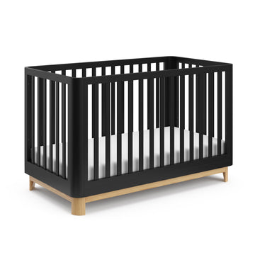 Storkcraft Santos Convertible Crib (Black & Natural) - GREENGUARD Gold Certified, Fits Standard Crib Mattress, Converts to Toddl