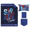 Everything Kids Superman Super Hero In Training Blue & Red Icon 4Piece Toddler Bed Set - Comforter, Fitted Bottom Sheet, Flat To