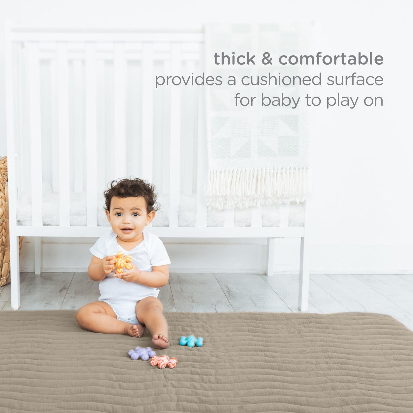 Ubbi Baby Floor Mat, Thick And Comfortable 40.5 X 57 Padded Play Mat For Babies And Toddlers, Detachable Cotton Muslin Cover, Ma