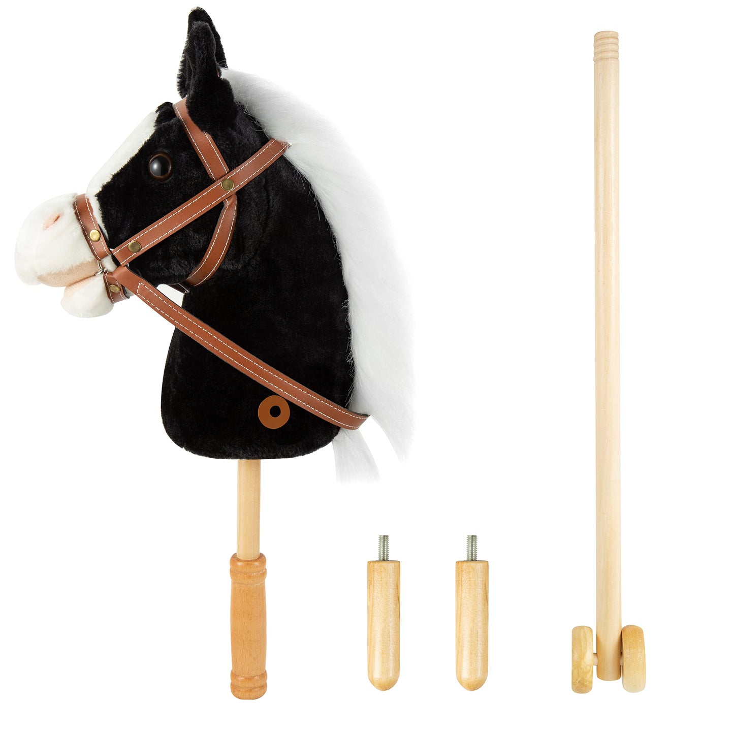 MUOVE 36 Plush Horse Riding Stick , Handsewn Head, Sturdy Wood Stick, Plus Neighing & Clip-Clop Sounds