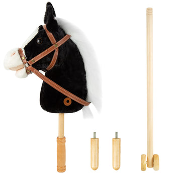 MUOVE 36 Plush Horse Riding Stick , Handsewn Head, Sturdy Wood Stick, Plus Neighing & Clip-Clop Sounds