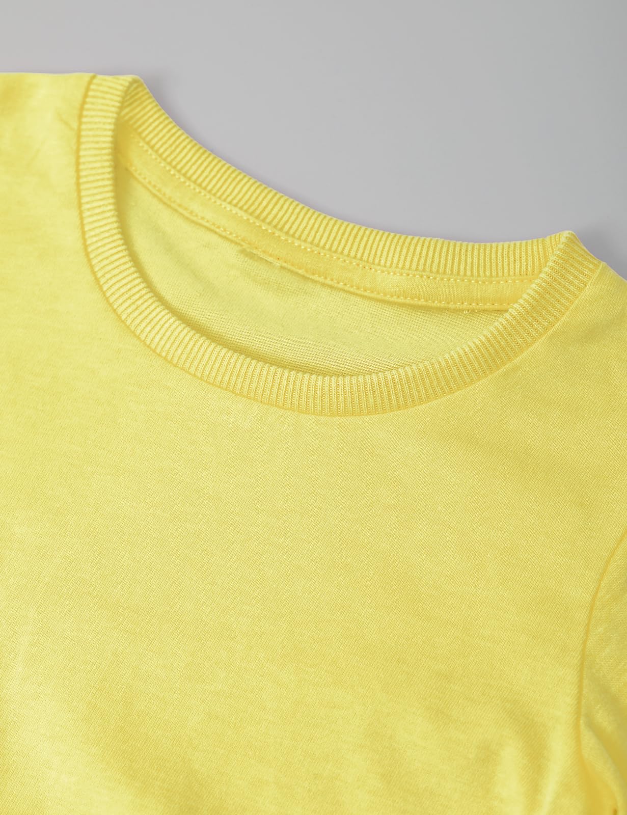 Cosland Baby Boys T Shirts Casual Short Sleeve Cotton Plain Tees, Lemon Yellow, 18 Months