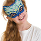 Fanciful Fabric Peacock Mask, 7''L Green