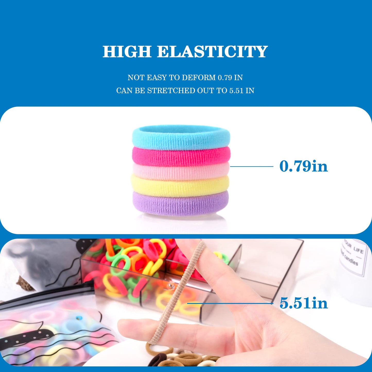500Pcs Baby Toddler Hair Ties, Elastic Hair Rubber Bands For Girls, 23 Colors Candy Cotton Toddler Hair Accessories, Small Soft