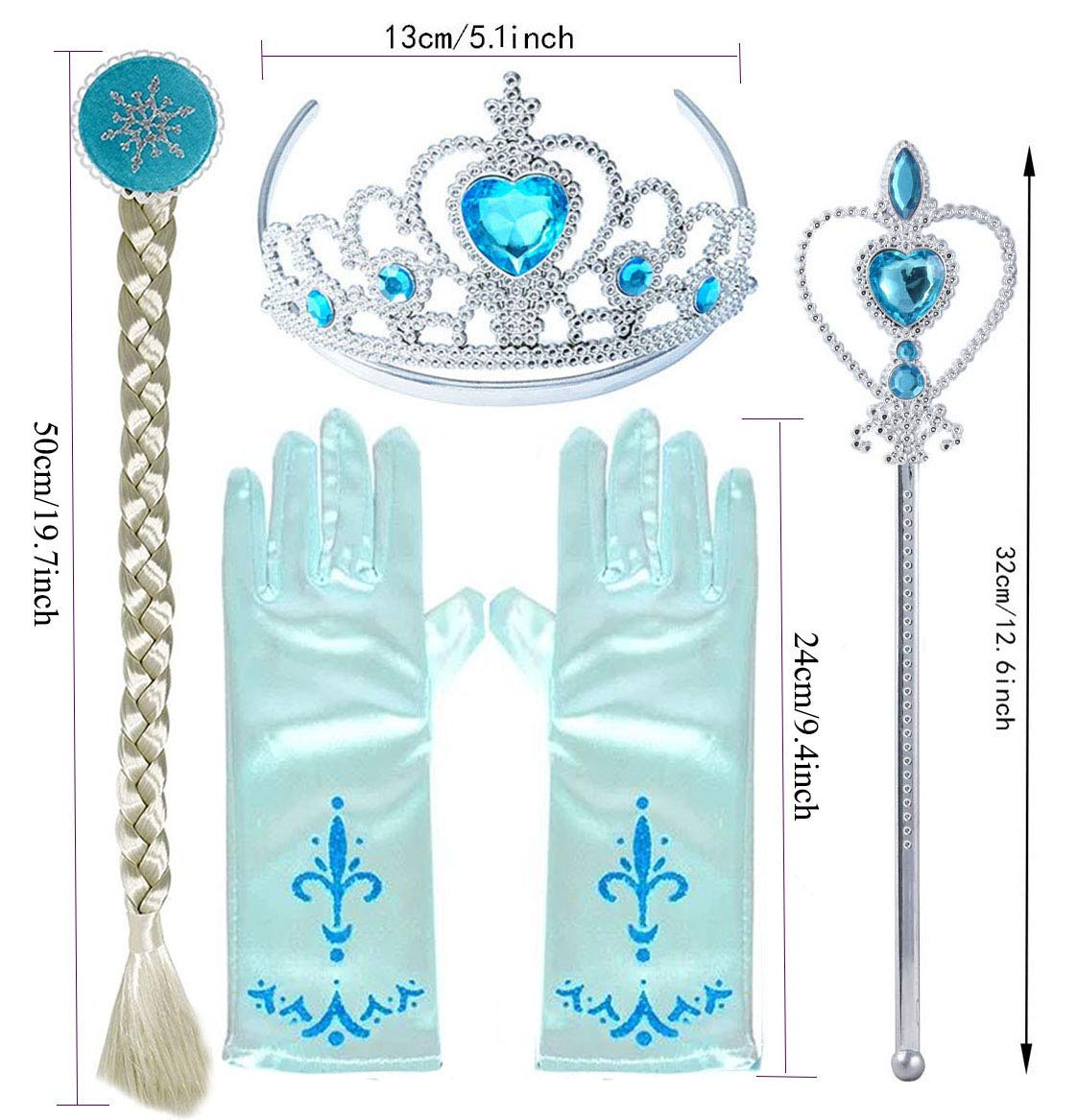 Yosbabe Princess Elsa Dress Up Party Accessories Princess Dress Up Jewelry Play Toy Set For Girls Party Favors Set - Elsa Crown