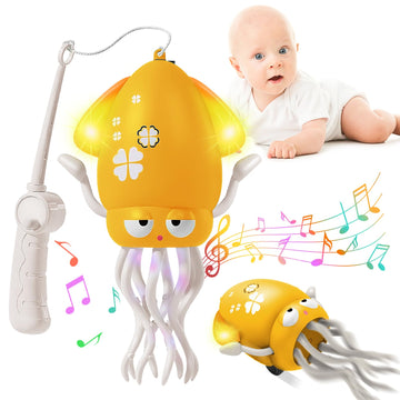 Plnmlls Dancing Octopus Toy,Tummy Time Toys,with Music and LED Light,Built-in Rechargeable Battery and Volume Can be Turned Off 