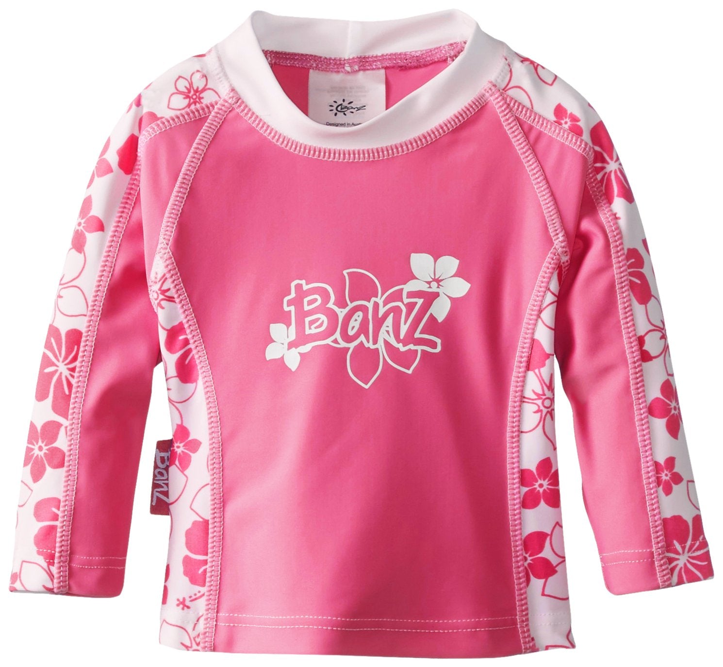 Baby Banz Girls' Upf 50+ Long Sleeve Rash Guard, Pink Floral, 6-12 Months