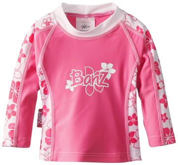 Baby Banz Girls' Upf 50+ Long Sleeve Rash Guard, Pink Floral, 6-12 Months
