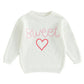Baby Girl Cute Long Sleeve Crew Neck Love Embroidery Sweater Toddler Valentine Day Outfits (White Sweet, 3-4 Years)