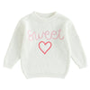 Baby Girl Cute Long Sleeve Crew Neck Love Embroidery Sweater Toddler Valentine Day Outfits (White Sweet, 3-4 Years)