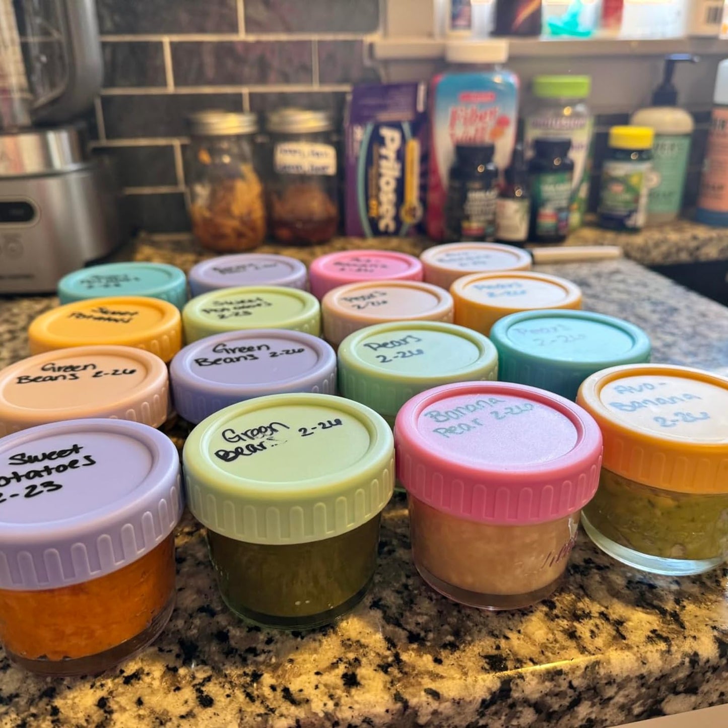 Willdan Glass Baby Food Storage Jars W/Lids (4 Oz, 12 Pack Set) Snack, Puree, Reusable Small Containers, Breast Milk, Fridge Or