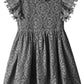 2Bunnies Girl Baby Toddler Vintage Lace Pom Pom Flutter Sleeve Easter Birthday Outfit Dress (Steel Gray, 5)