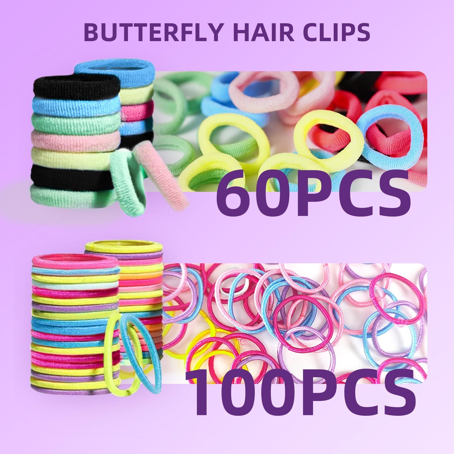 Hair Accessories Set For Girls Toddlers - Colorful Small Bands For Hair, No Damage Elastic Hair Ties, Clips And Topsy Tail Tools
