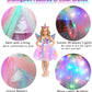 Genafy Girls Unicorn Sparkly Dress Light Up Halloween Christmas Decorations Birthday Party Princess Outfit Kids 3 4 Year Old Gir