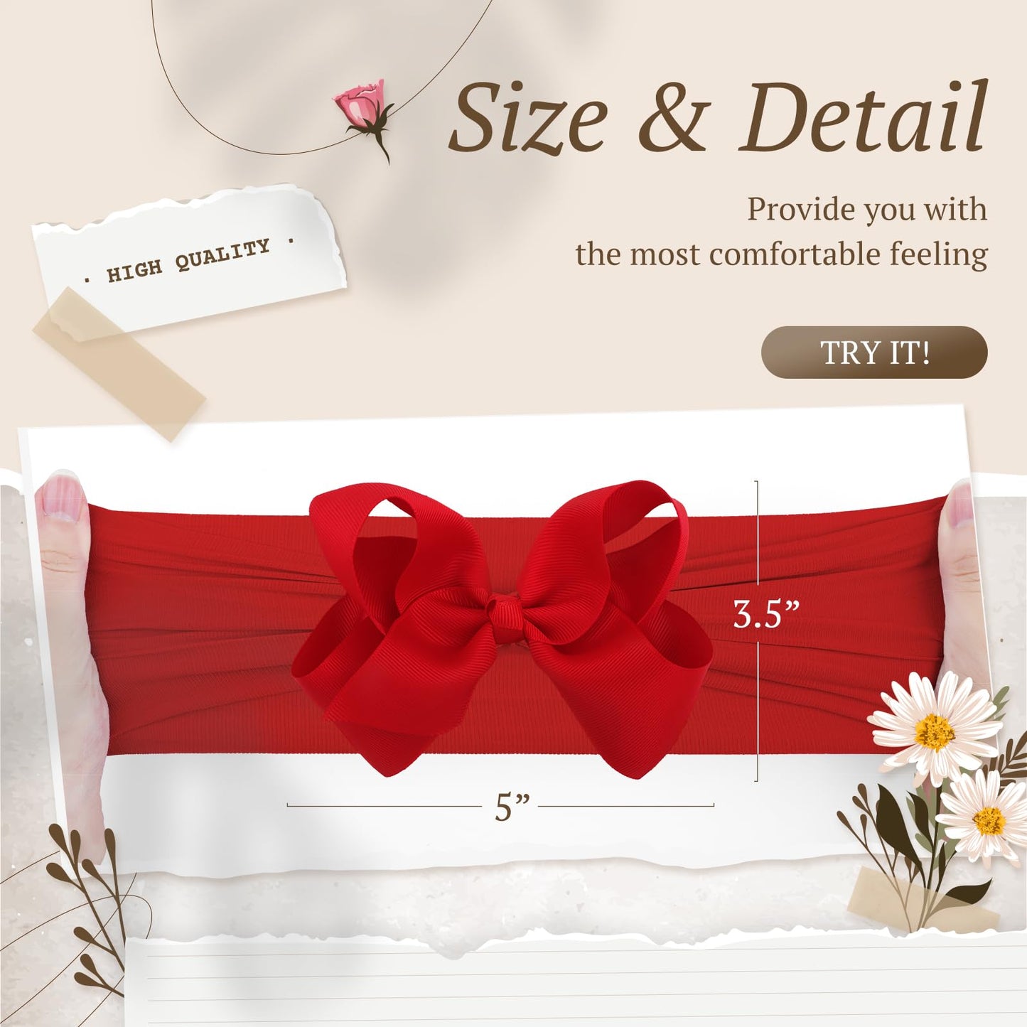 Lanmerry Baby Girl Headbands And Hair Bows - Nylon Hairbands With Ribbon Bow For Newborns, Infants, Toddlers 6-12 Months