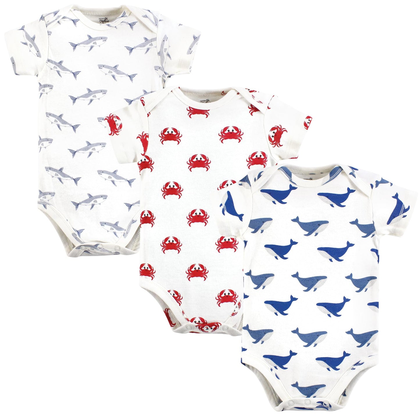 Touched By Nature Unisex Baby Organic Cotton Bodysuits, Mystic Sea Creatures, 12-18 Months