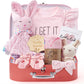 Golray Baby Shower Gifts for Girls, Baby Girl Gifts Baskets with Rattle, Blanket/Onesies Set, New Born Essential Stuff, Gender R