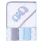 Viviland Baby Towels and Washcloths, Soft Absorbent Baby Bath Towel Set, Elephant Hooded Towels with 5 Infant Face Washcloths (6