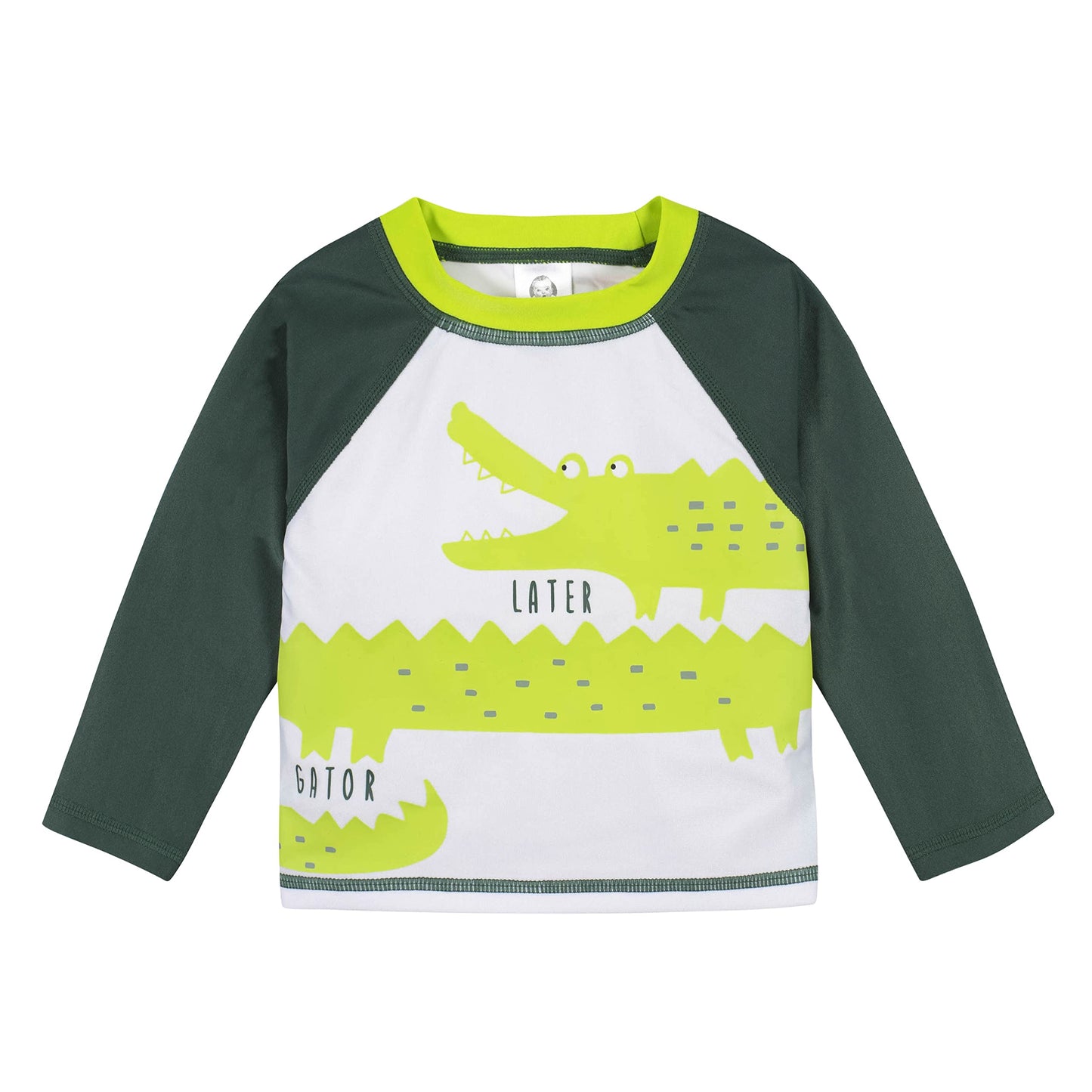 Gerber Baby Boy'S Toddler Long Sleeved Rashguard Swim Bathing Suit Set, Green Gator, 6-9 Months