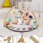 Suihuooo Baby Play Mat Activity Gym,6 Developmental Zones Tummy Time Mat, Foldable Wooden Baby Play Gym With 7 Detachable Sensor