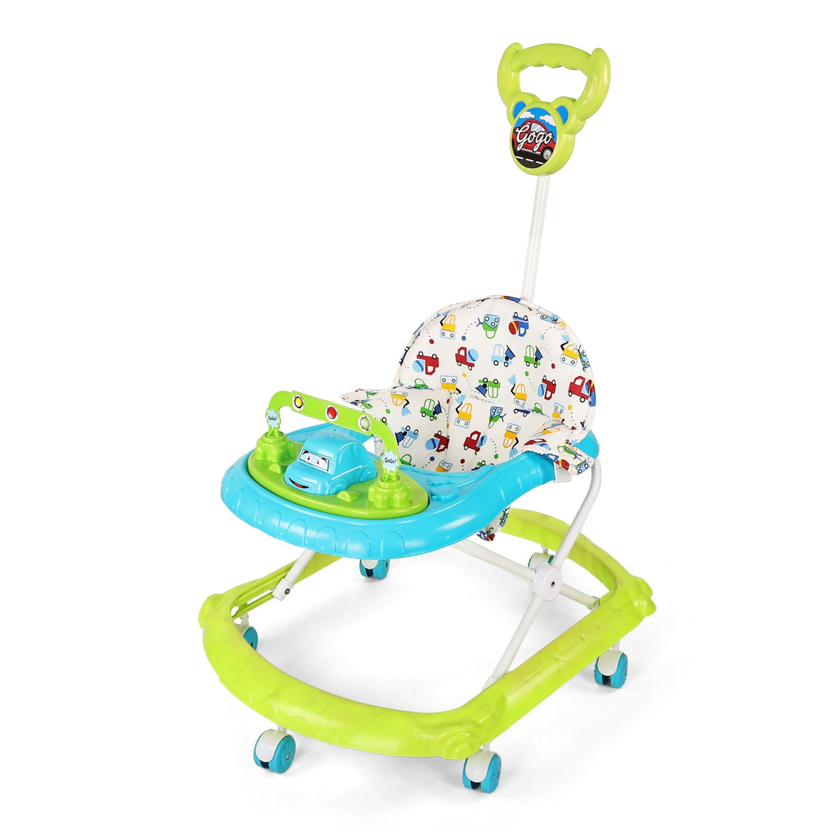 Babygo Gogo Baby Walker For 624 Months, Baby Walker With Push Handle & Activity Tray, Foldable Adjustable Height Infant Walker 