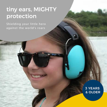 Banz Kidz Earmuffs 2 Years & Older - Lagoon Blue - Loud Noise Cancelling Kids Headphones & Toddler Ear Muffs, Size Adjustable