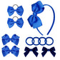 baotongle 11pcs Royal Blue School Hair Accessories Set Uniform Hair Bow Headband Clips Hair Ties Curly Bows for Little Toddler S