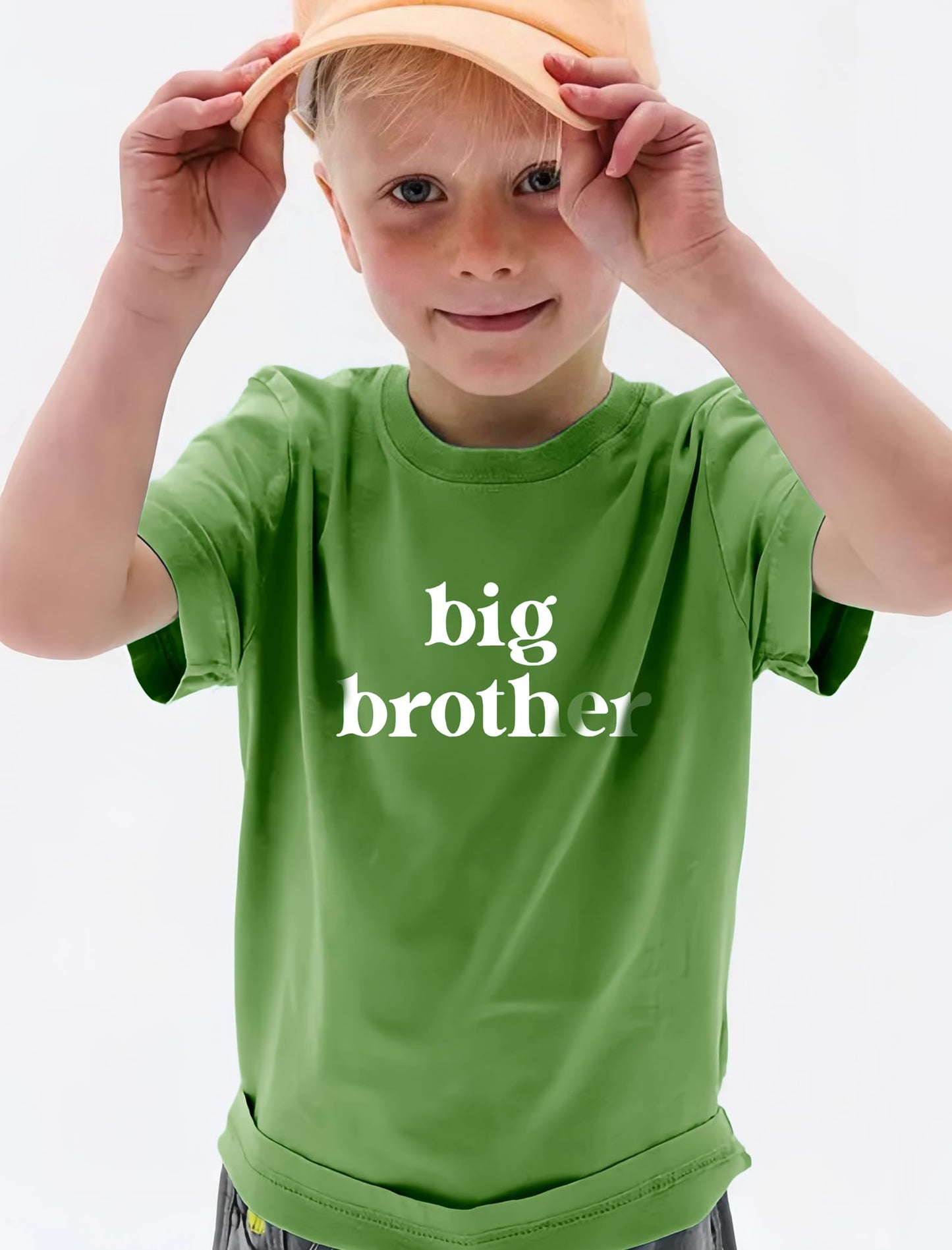 Sanixjoo Big Brother Shirt Toddler Baby Boys Promoted To Big Brother T-Shirt Announcement Short Sleeve Sibling Outfit(Green,5-6Y