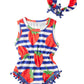 Infant Girls Blue White Stripe Rompers For Toddlers Cute Red Berries Fruits Bodysuits Crewneck Buttons Snap Design Jumpsuits Wit