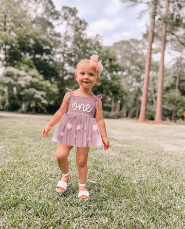 Titkkop Baby Girl 1St Birthday Clothes One Year Old Tulle Romper Sleeveless Bodysuit Cake Smash Outfits(Flesh Pink,12-18M)