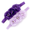 My Lello Girls Flower Headbands Toddler Fabric Beaded Trio Stretchy Elastic Pair (Purple/Lavender)