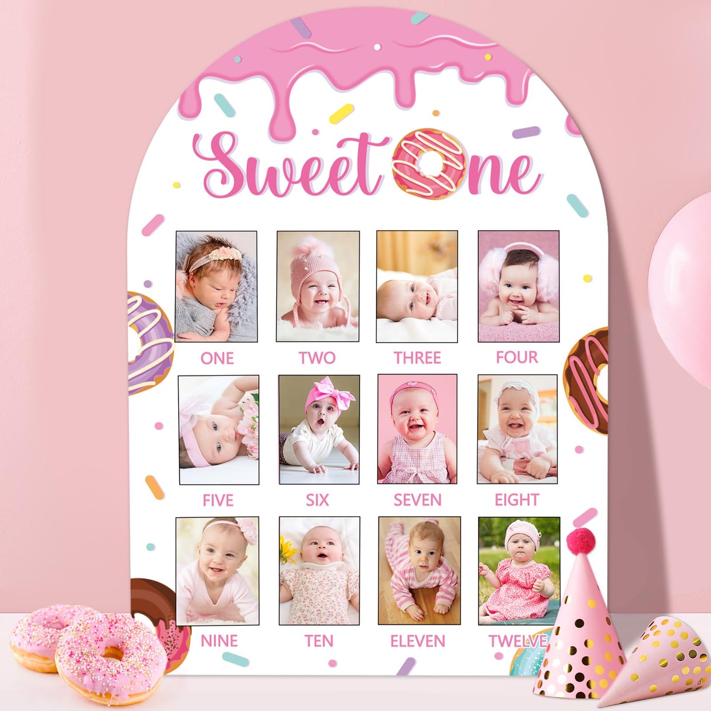 My First Year Photo Board Sweet One Photo Board Donut One Year Birthday Party Decorations First Year Picture Frame 12 Monthly Mi