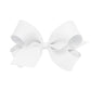 Wee Ones Girls' Classic Grosgrain Hair Bow With Plain Wrap Center On A Weestay Hair Clip, Handmade, Large Sized Bow, White