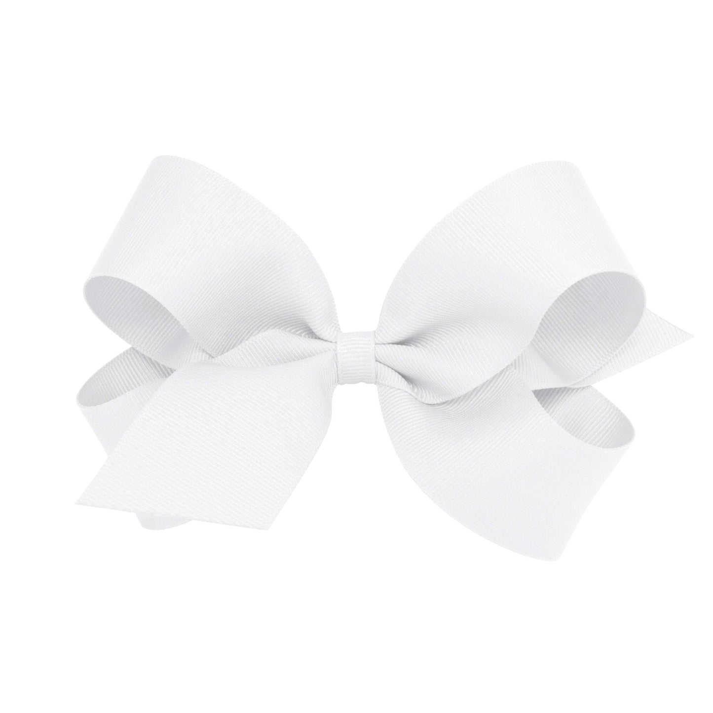 Wee Ones Girls' Classic Grosgrain Hair Bow With Plain Wrap Center On A Weestay Hair Clip, Handmade, Large Sized Bow, White