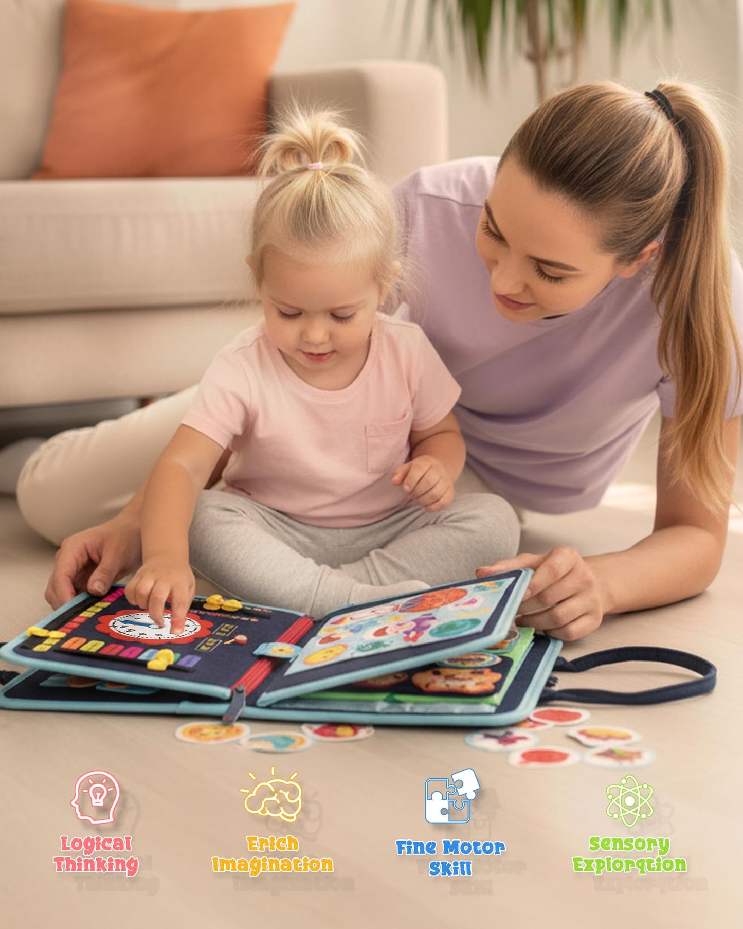 Busy Board for 1 Year Old, Busy Book for Toddlers 1-3, Montessori Toys for 1 Year Old, Educational Sensory Activities, Learning