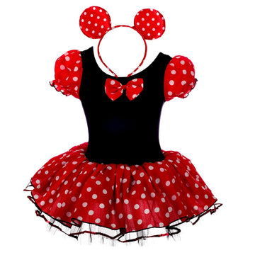 Dressy Daisy Toddler Girls' Polka Dots Halloween Christmas Fancy Dress Dance Costume With Headband Size 2T To 3T Red & Black