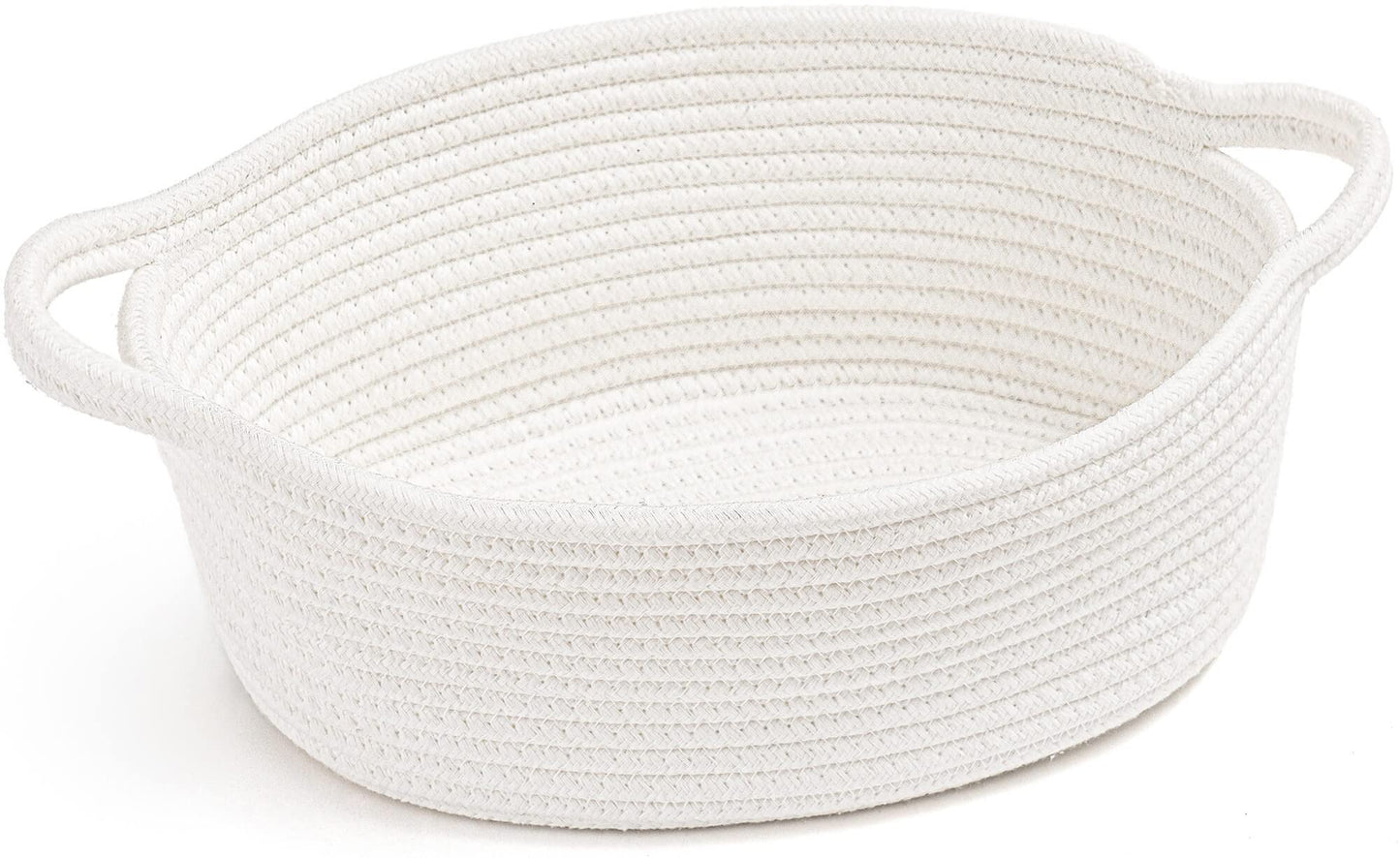 Goodpick Small Woven Rope Basket, Cute Baby Basket For Diapers, Towels, White Gift Basket For Kids, Baby Shelf Baskets For Nurse