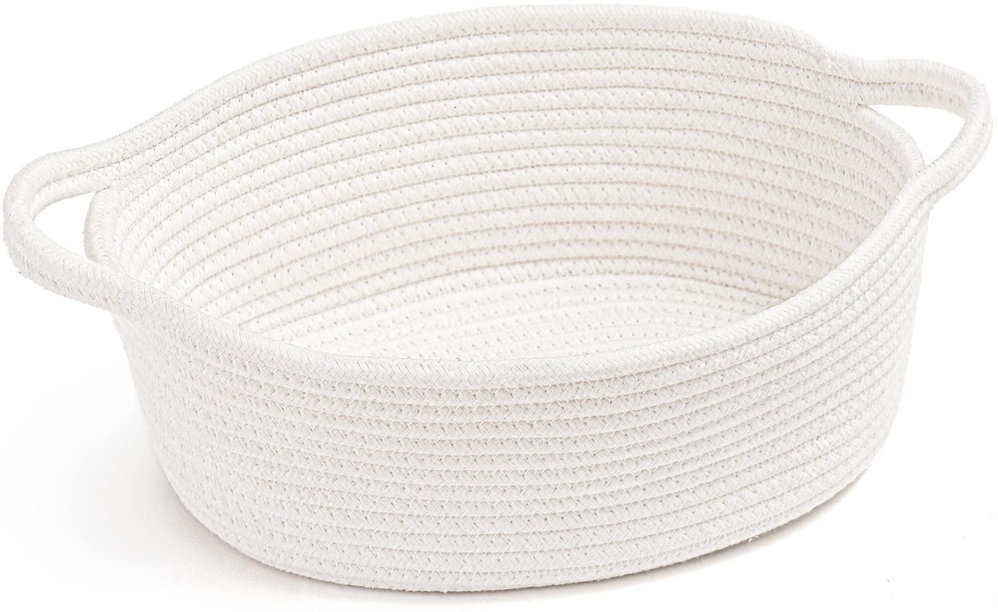 Goodpick Small Woven Rope Basket, Cute Baby Basket For Diapers, Towels, White Gift Basket For Kids, Baby Shelf Baskets For Nurse
