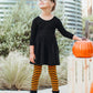 Rufflebutts Girls Footless Ruffle Tights - Orange/Black Stripe - 6-12M