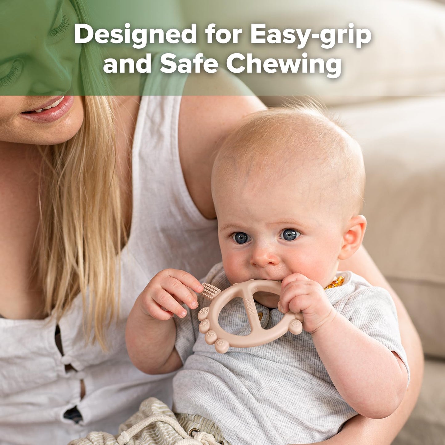 Haakaa Silicone Crab Baby Teether,Teething Toys,360Baby Toothbrush Head for Infant Self-Brushing Training,Food-Grade Silicone,Bl