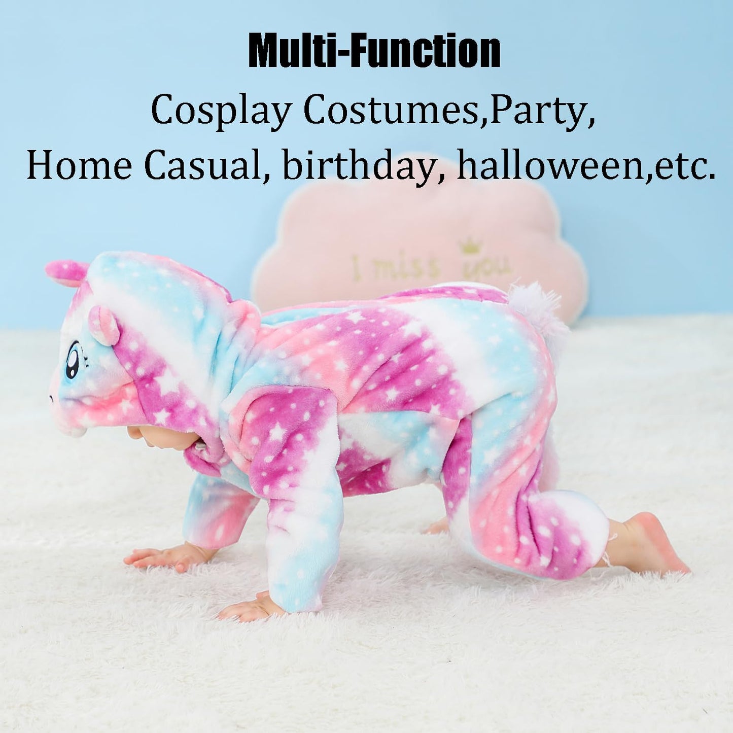 Qiaoniuniu Halloween Baby Unicorn Costumes Toddler Outfit Infants Cosplay Romper 6-12 Months
